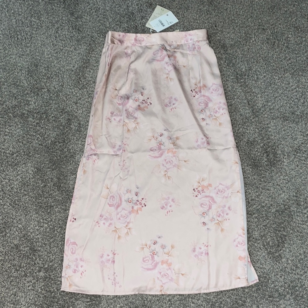 {Saltwater Luxe} satin midi slit skirt